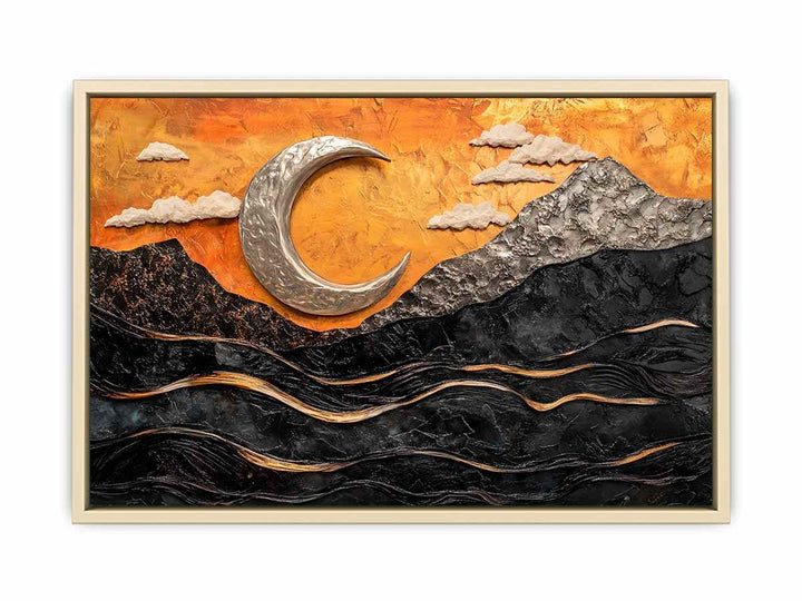 Golden Moon Canvas Painting 