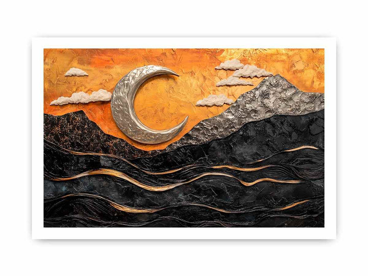 Golden Moon Canvas Painting 