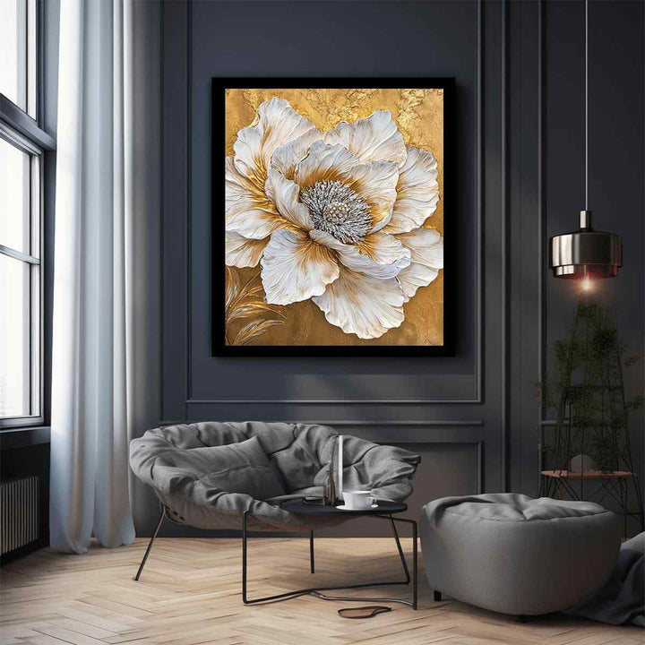 Gold Peony  Canvas Painting 