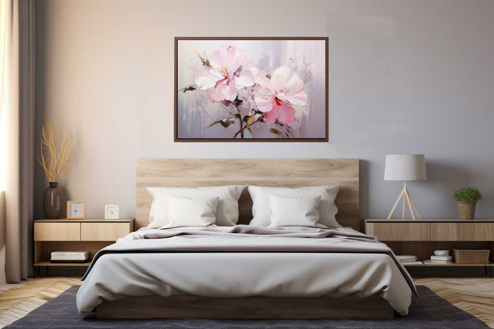 Pink Flower Bloom On White Art  Print