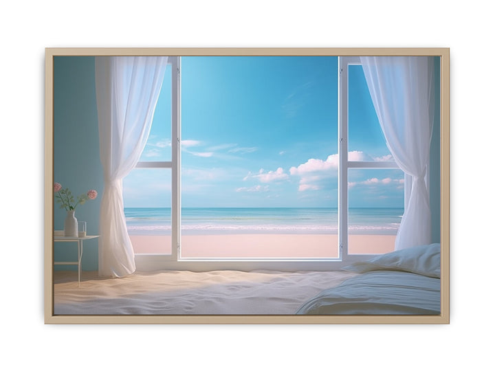 Beach Window  framed Print