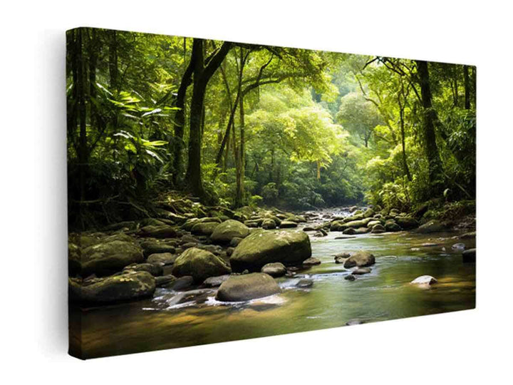 River In Rainforest painting  canvas Print