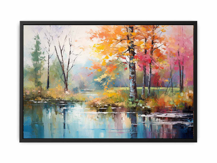 Rainbow Tree  and Pond Art   canvas Print