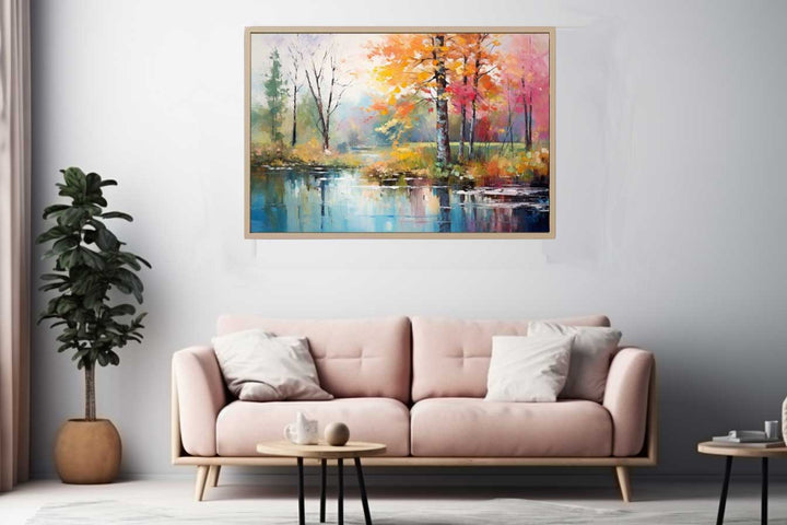 Rainbow Tree  and Pond Art  Print