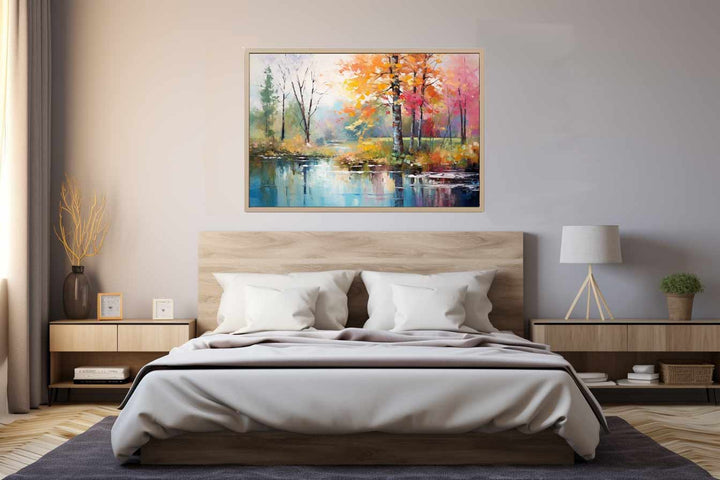 Rainbow Tree  and Pond Art  Print