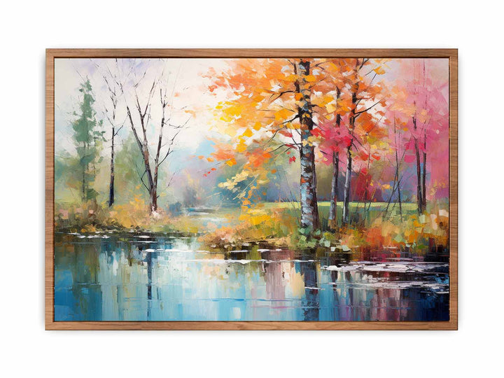 Rainbow Tree  and Pond Art   Painting