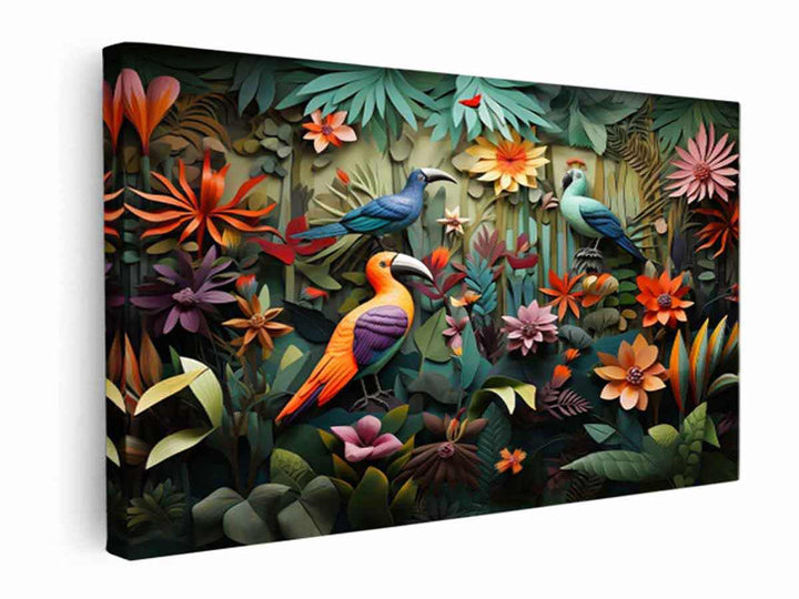  Birds Tropical Art   canvas Print