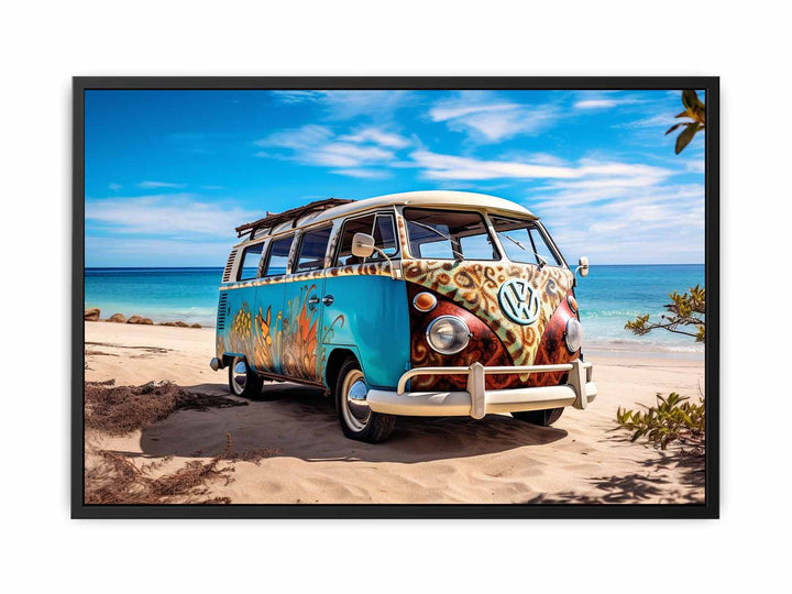  Campervan @ Beach Art   canvas Print