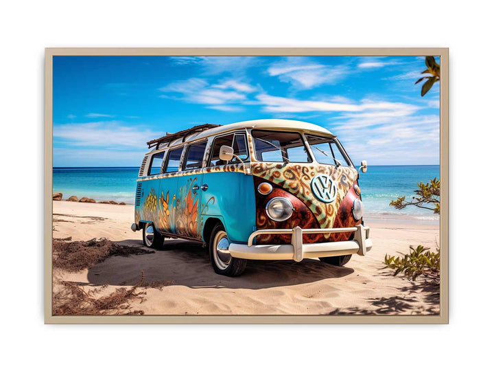  Campervan @ Beach Art  framed Print