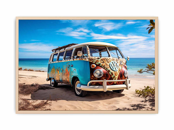  Campervan @ Beach Art  framed Print