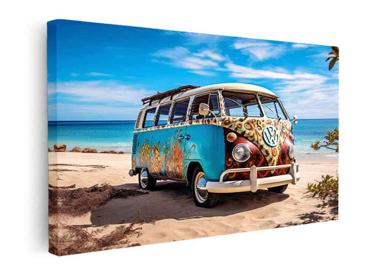  Campervan @ Beach Art   canvas Print