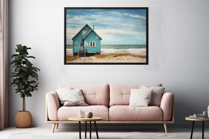 Bluehouse At The Beach Painting Art Print