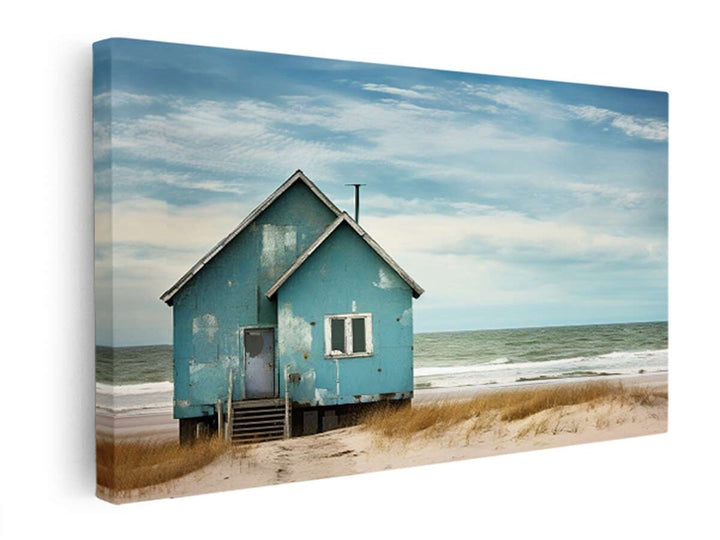 Bluehouse At The Beach Painting  canvas Print