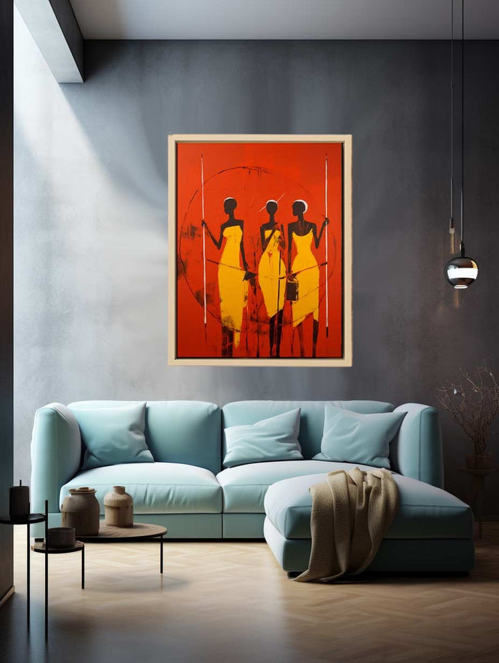 African Three Women  Art Print