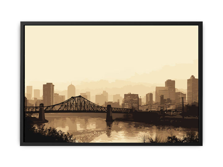 Brisbane Bridge Sepia Art   canvas Print