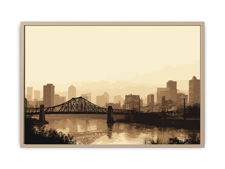 Brisbane Bridge Sepia Art  framed Print