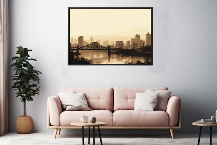 Brisbane Bridge Sepia Art  Print