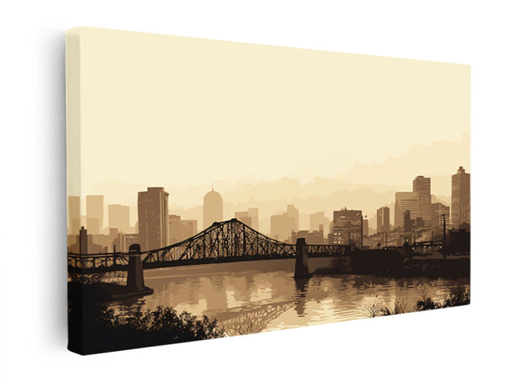 Brisbane Bridge Sepia Art   canvas Print