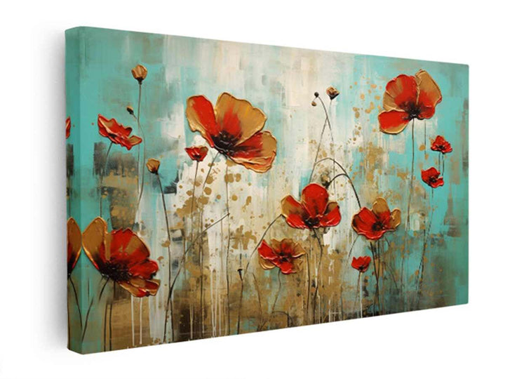 Poppies Floral Art  canvas Print