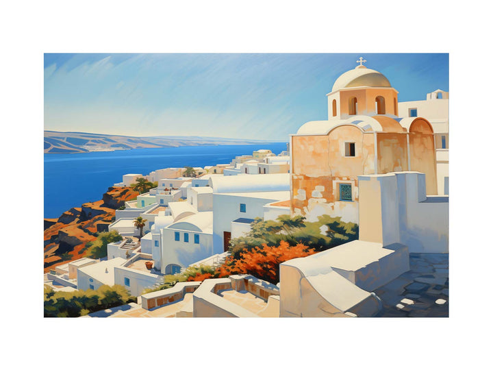 Santorini Coastline Art