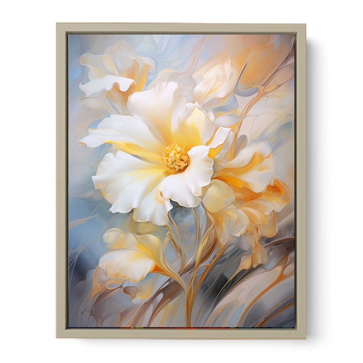 White Yellow Floral Art framed Print