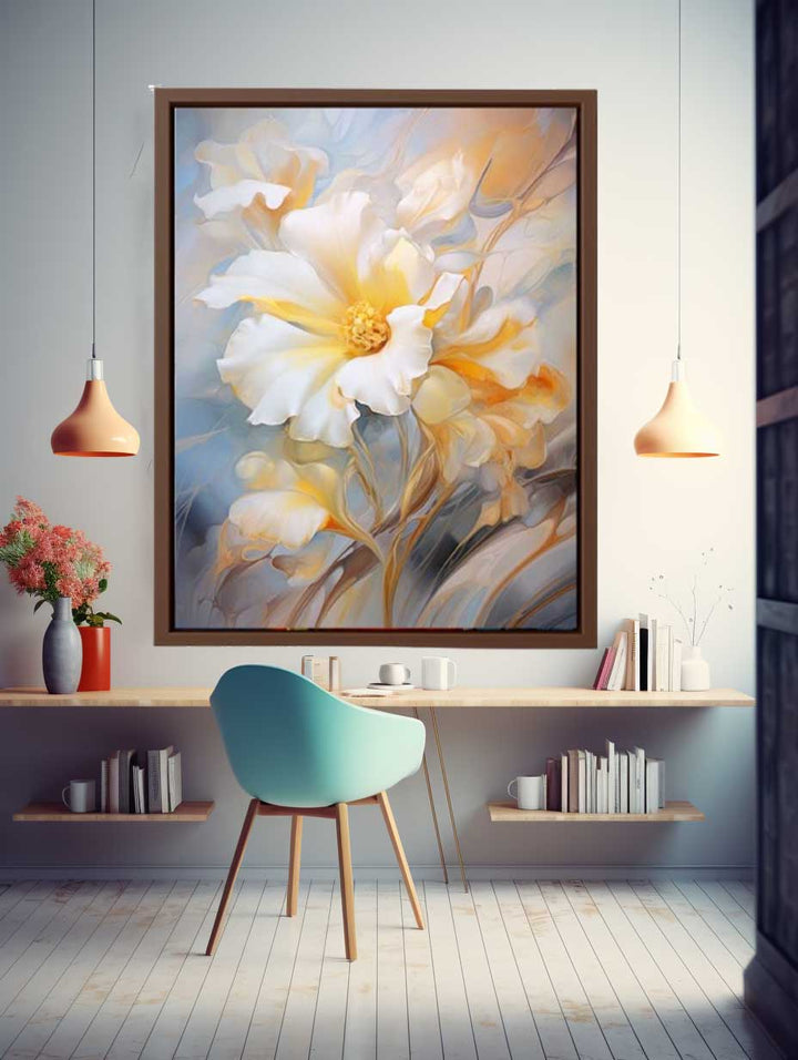 White Yellow Floral Art Print