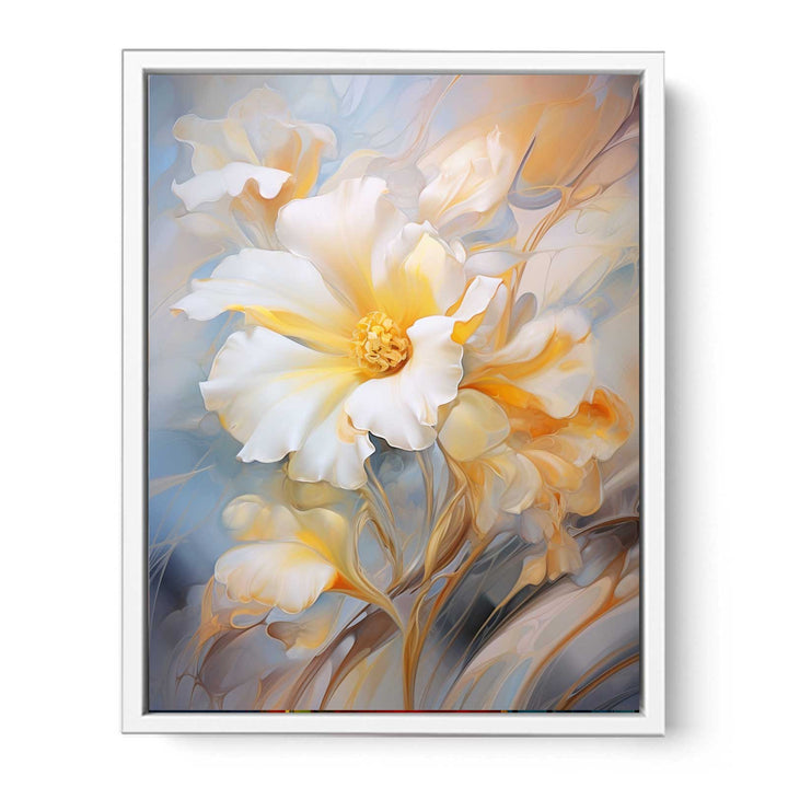 White Yellow Floral Art  Painting