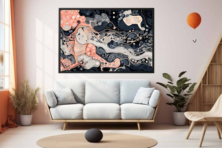 Black Pink Marble Art Print