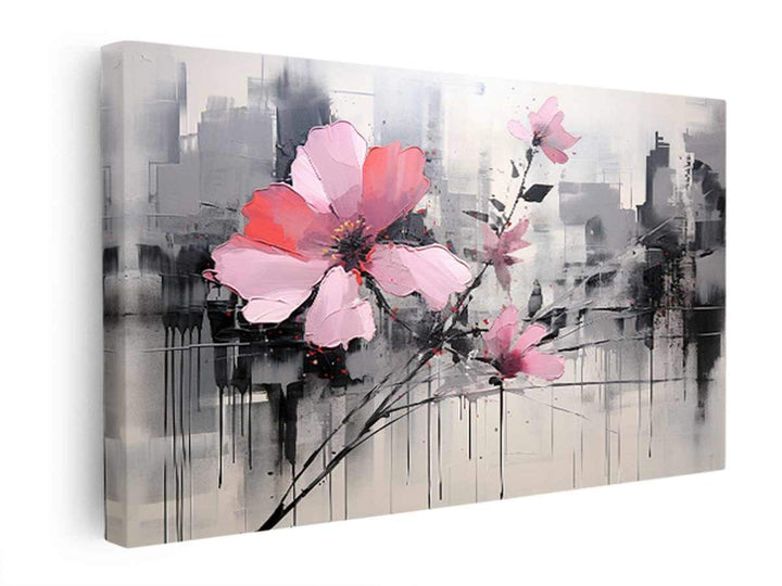 Pink Flowers Painting  canvas Print