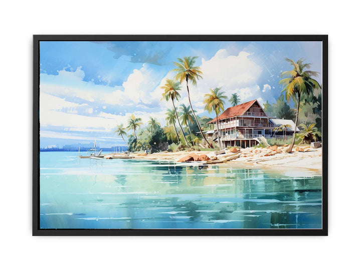 Beach Home Painting  canvas Print