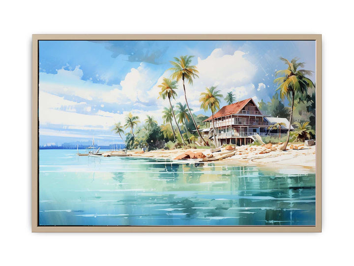 Beach Home Painting framed Print