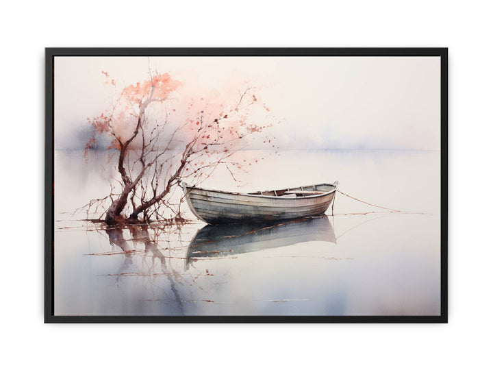 Lonely Boat Painting  canvas Print