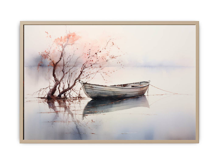 Lonely Boat Painting framed Print