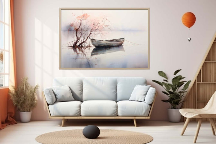 Lonely Boat Painting Art Print