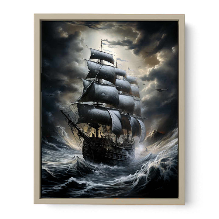 Stormy Ship framed Print