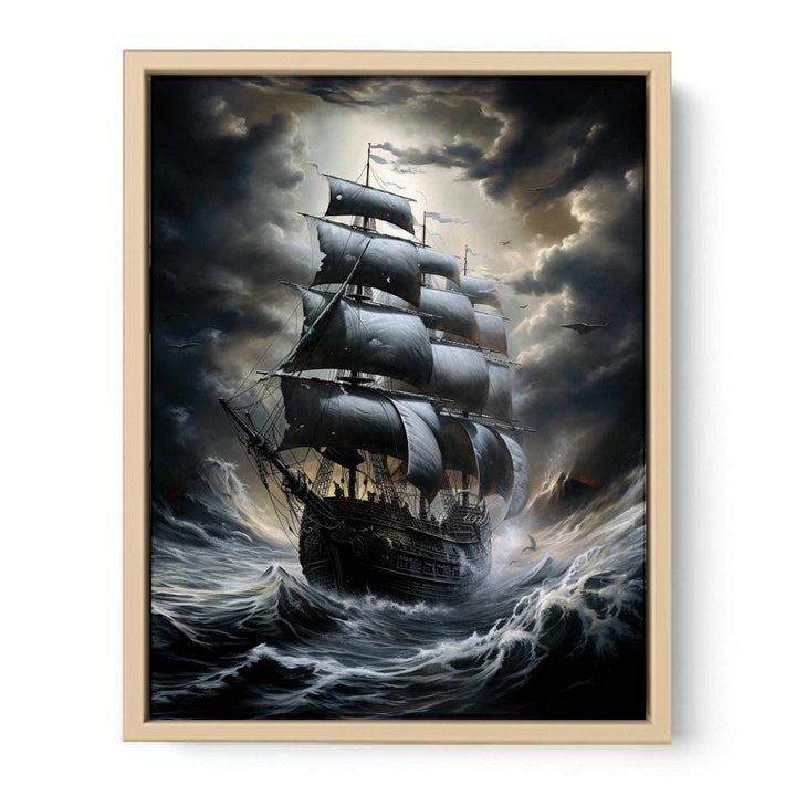 Stormy Ship framed Print