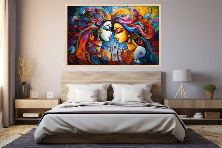 Raha Krishna Love Painting Art Print