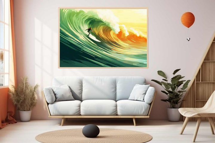 Surfer On Sunny Day Painting Art Print