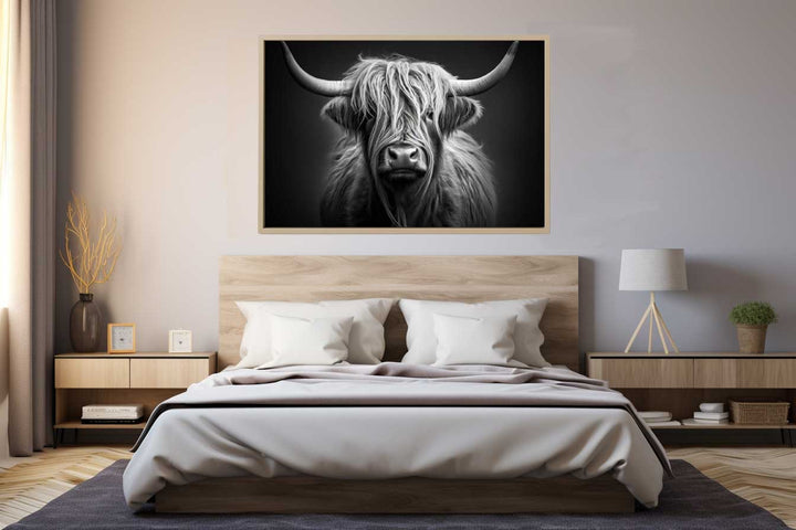 Black And White Highland Cow  Art Print