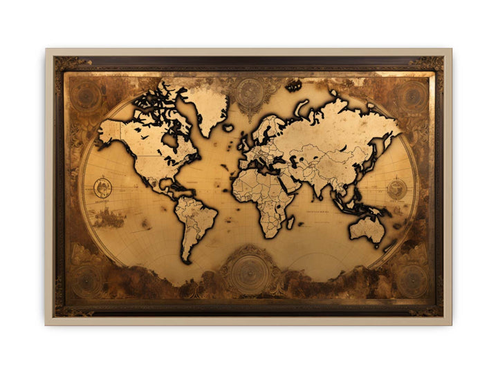 Antique Style World Map  framed Print