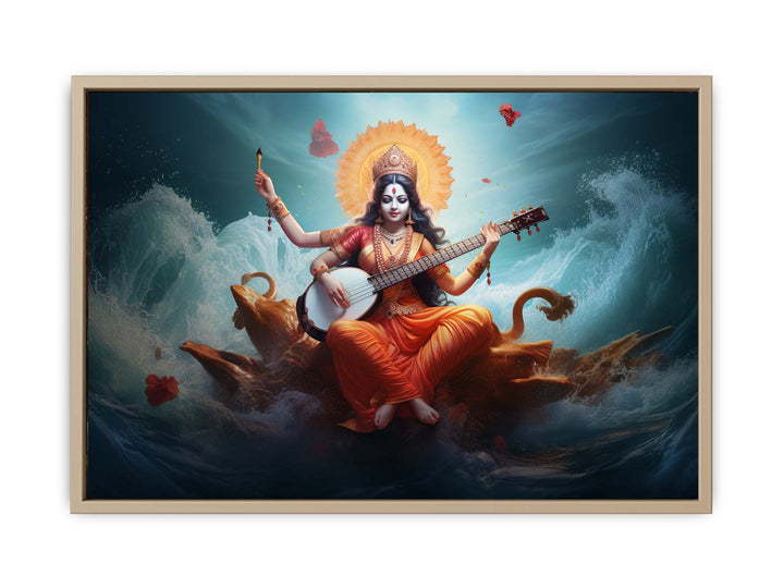 Saraswati Painting framed Print