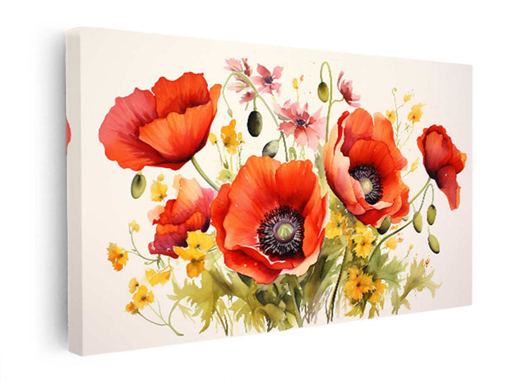 Poppy Flowers Painting  canvas Print