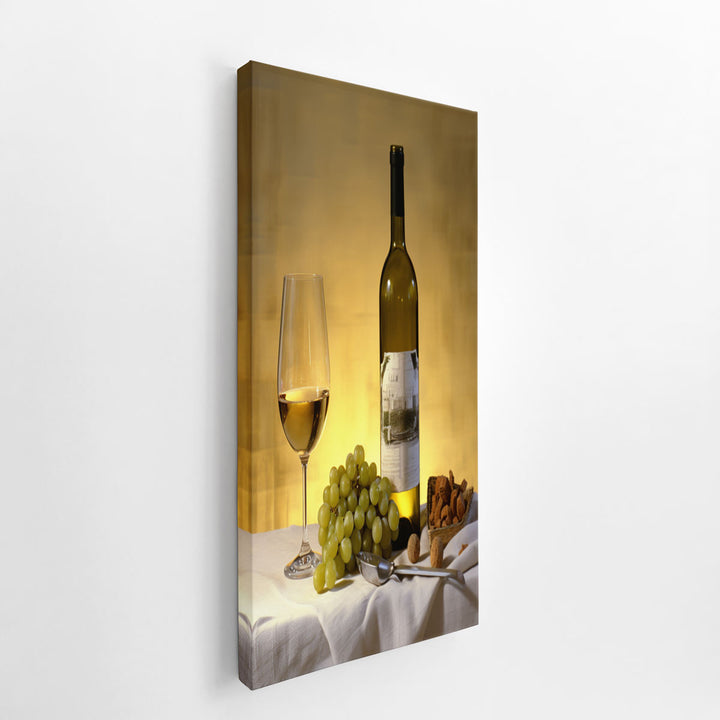 White Wine Still Life Painting  canvas Print