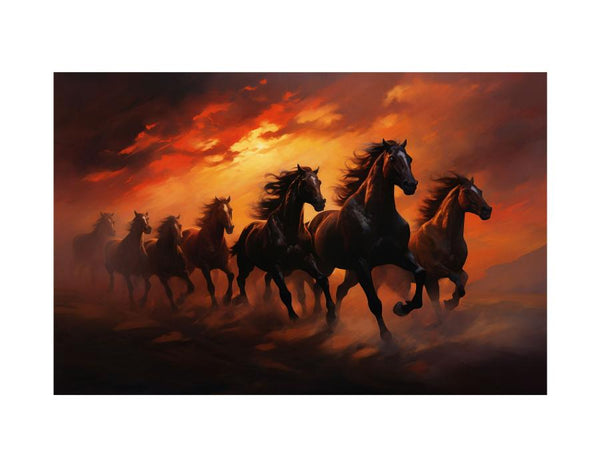 Lucky Seven Horses Painting 