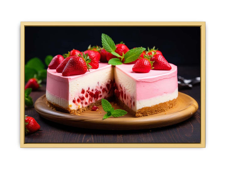 Strawberry Cheesecake Art framed Print