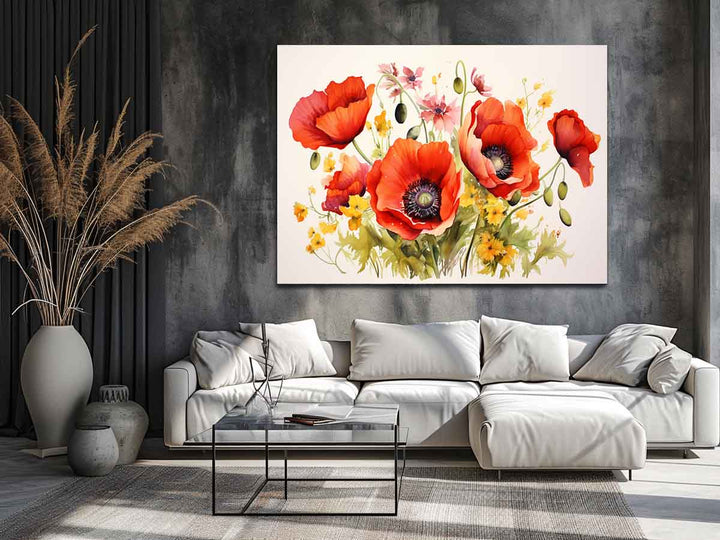 Poppy Flowers Painting Art Print