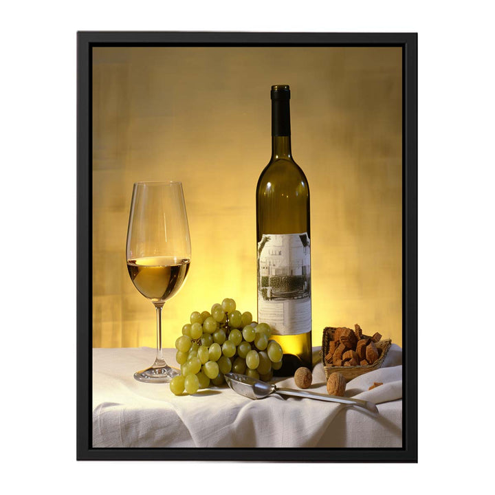 White Wine Still Life Painting  canvas Print