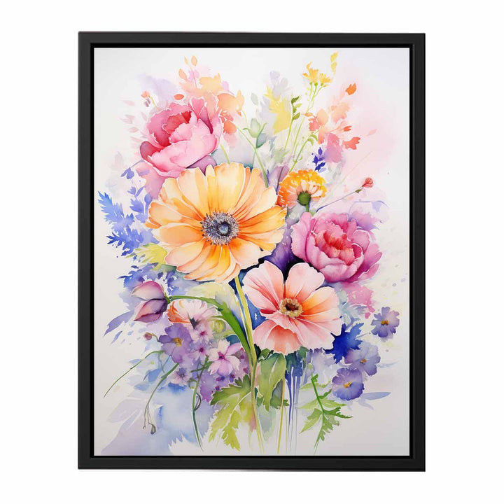 Watercolor Flowers Painting  canvas Print