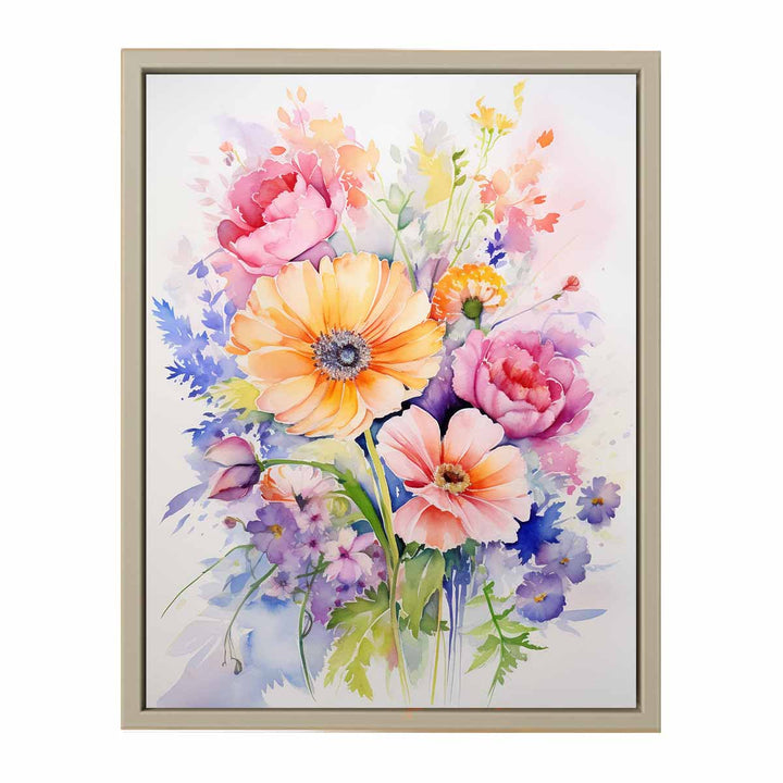 Watercolor Flowers Painting framed Print