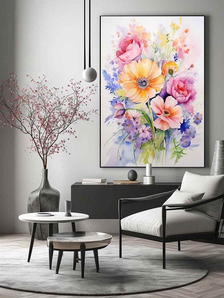 Watercolor Flowers Painting Art Print